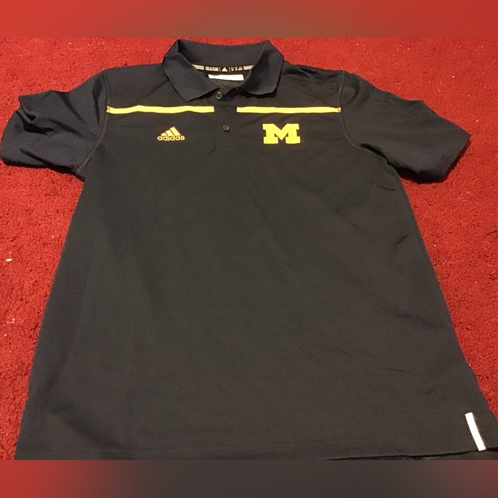 ADIDAS MICHIGAN WOLVERINES MENS SZ M NWT POLO SHIRT BLUE